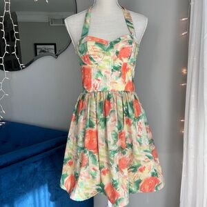 alice + olivia fleur bustier flare dress